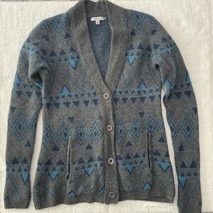 Horny Toad Gray and Blue Patterned Cardigan